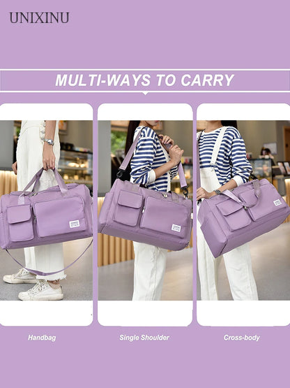 Versatile Large Capacity Weekender Duffle Bag with Shoe Compartment - Perfect for Travel and Fitness!